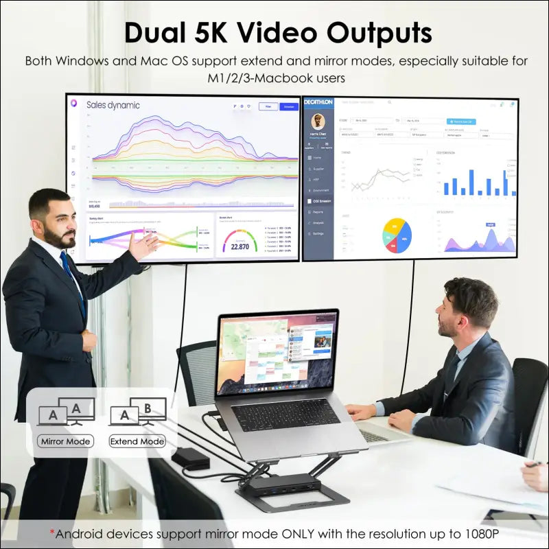 WAVLINK Laptop Docking Station Stand Dual Monitors 4K Laptop Stand with USB Ports for MacBook with PD100W HDMI DP