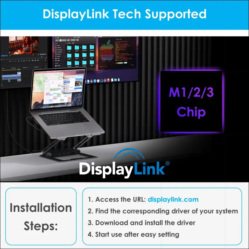 WAVLINK Laptop Docking Station Stand Dual Monitors 4K Laptop Stand with USB Ports for MacBook with PD100W HDMI DP
