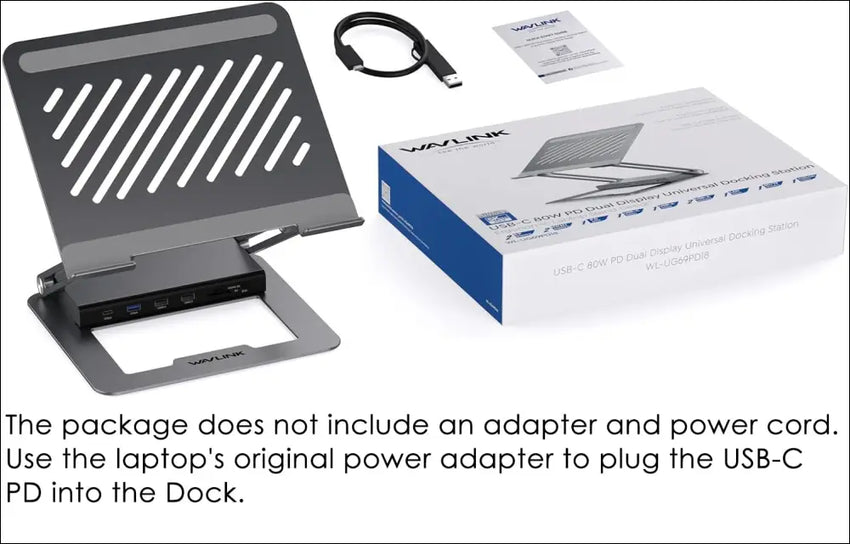WAVLINK Laptop Docking Station Stand Dual Monitors 4K Laptop Stand with USB Ports for MacBook with PD100W HDMI DP