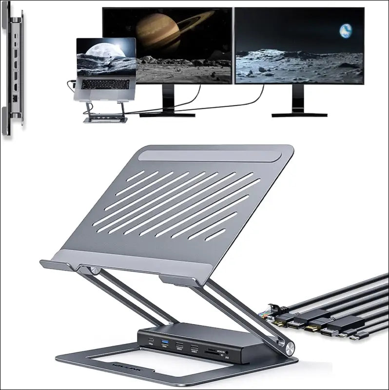 WAVLINK Laptop Docking Station Stand Dual Monitors 4K Laptop Stand with USB Ports for MacBook with PD100W HDMI DP
