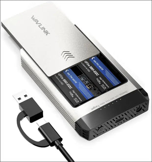 WAVLINK NVMe Cloner, M.2 Cloner Dual-Bay Offline Clone Tool-Free, 20Gbps M.2 Duplicator with Heat Dissipation, NVMe Enclosure for SSDs PCIe Sizes