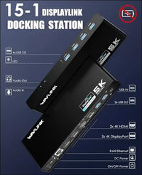 WAVLINK USB 3.0 and USB-C Dual 4K Display Universal Laptop Docking Station with DisplayPort and HDMI Docking Staion