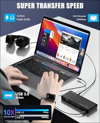 WAVLINK USB 3.0 and USB-C Dual 4K Display Universal Laptop Docking Station with DisplayPort and HDMI Docking Staion