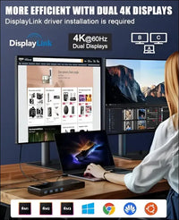 WAVLINK USB 3.0 and USB-C Dual 4K Display Universal Laptop Docking Station with DisplayPort and HDMI Docking Staion