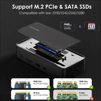WAVLINK USB C Docking Station 3 Monitors 13 in 1 USB C Hub with 10Gbps M.2 PCIe/SATA SSD Enclosure Expands MacBook/Mac