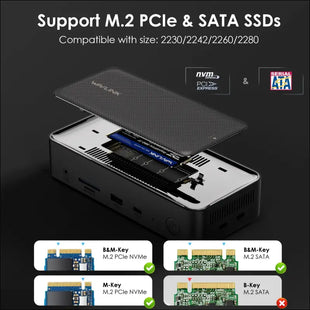 WAVLINK USB C Docking Station 3 Monitors 13 in 1 USB C Hub with 10Gbps M.2 PCIe/SATA SSD Enclosure Expands MacBook/Mac