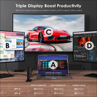 WAVLINK USB C Docking Station with 3 HDMI 15 in 1 Laptop Dock Triple Monitor 4K + Dual 2K 100W Charging for M1 M2 M3