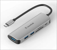 WAVLINK USB C Hub Splitter - Adapter with 65W Charging Port 3xUSB 3.0 Ports Micro SD/SD Card Reader Mini USB Data Hub