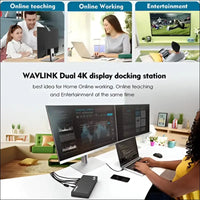 WAVLINK USB C Universal Laptop Docking Station Dual 4K@60Hz Display & 5K Single Video Display for Laptop and PCs