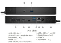 WD22TB4 Thunderbolt 4 Dock - 2 Thunderbolt 4 Ports, Up to 5120 x 2880 Video Res, HDMI 2.0, DP 1.4, USB-C, USB-A, Gigabit Ethernet LAN Port