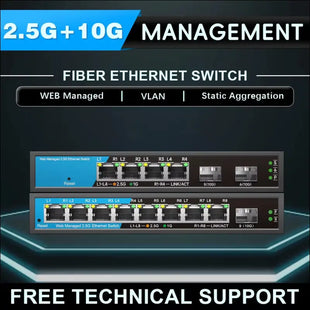 Web Managed 5 8 Port 2.5G Network Switch VLAN 2.5Gbe RJ45 Ethernet Hub 10Gbe Sfp+ with Qos Link Aggregation
