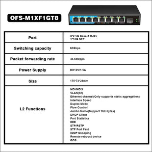 Web Managed 5 8 Port 2.5G Network Switch VLAN 2.5Gbe RJ45 Ethernet Hub 10Gbe Sfp+ with Qos Link Aggregation - 8 Ports Us Plug