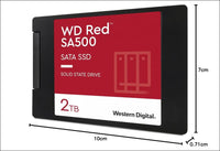 Western Digital 2TB WD Red SA500 NAS 3D NAND Internal SSD Solid State Drive - SATA III 6 Gb/s, 2.5"/7mm, Up to 560 MB/s - WDS200T2R0A