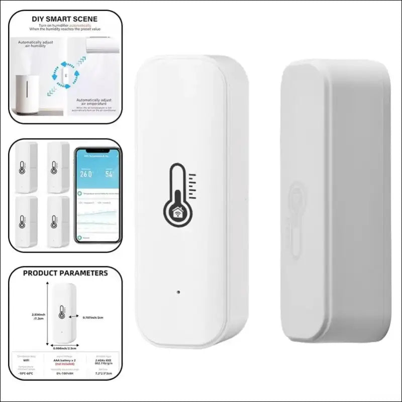 Wifi for Tuya Smart Temperature and Humidity Sensor, for Zigbee Hygrometer Thermometer with Real Time Notifications, for Smart Home Devices (Pack of 4)