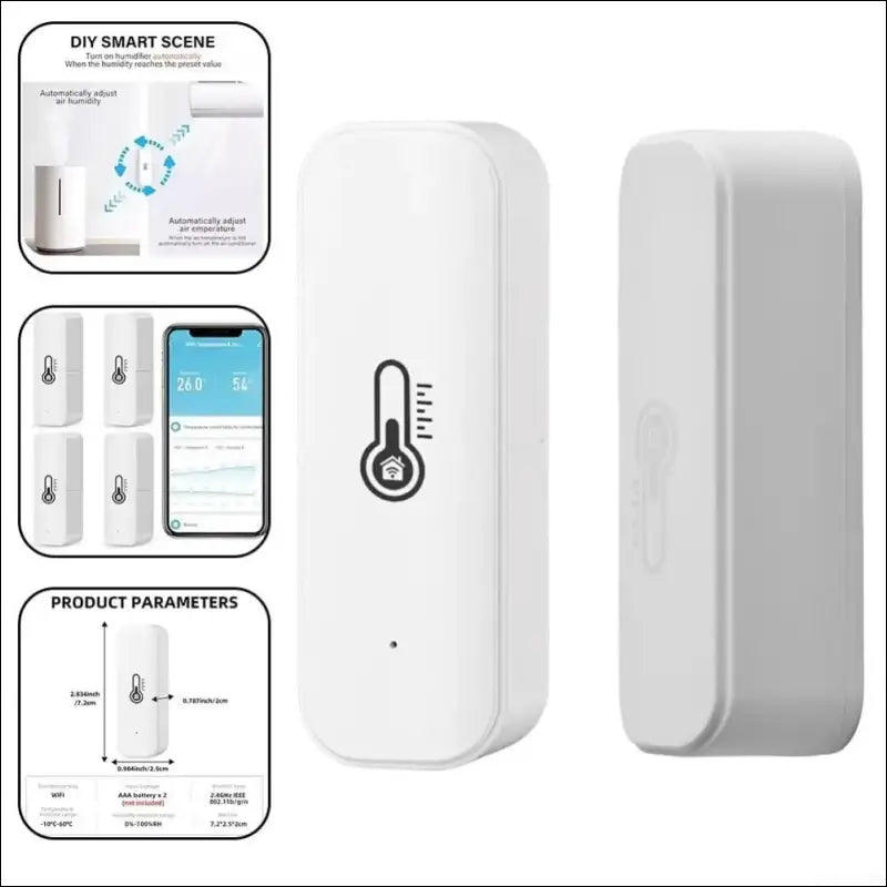 Wifi for Tuya Smart Temperature and Humidity Sensor, for Zigbee Hygrometer Thermometer with Real Time Notifications, for Smart Home Devices (Pack of 4)
