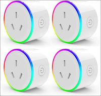 WiFi Smart Plug with RGB Light, Compatible with Alexa, Google Home Assistant, No Hub Needed, App Control, Timing Function, SAA & RCM Certified (4 Pack)