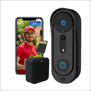 Wireless 2K Video Doorbell Camera Indoor/Outdoor, 2.4Ghz WiFi Video Doorbell Camera with 32GB Micro SD Card, Night Vision Door Camera with Human