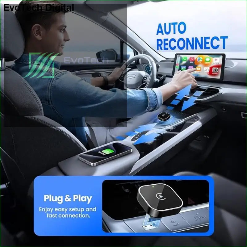 Wireless CarPlay Adapter 2025 Upgrade Wired to Mini USB Design for Cars with Built-in Apple Plug and Play Easy - simple