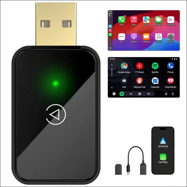 Wireless Carplay Adapter & Android Auto Wireless Adapter, 2 in 1 CarPlay Box for OEM Wired Carplay Android Auto Car, Plug & Play, Mini USB Dongle