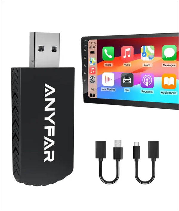 Wireless Carplay Adapter for iPhone, Dual-Core 5G Chip Auto-Connect in Seconds No Latency, Thermal Vent Design, With USB-C and USB-A Cables, Only