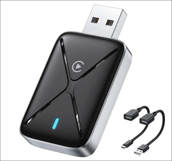 Wireless CarPlay Adapter for iPhone, Mini Size for Apple CarPlay Adapter, Convert Wired to Wireless with Extension Cable USB & USB-C/Type-C, Stable