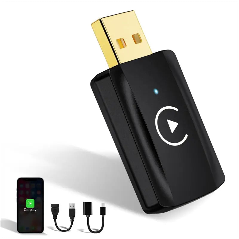 Wireless Carplay Adapter Small Car Play Dongle Mini CarPlay Wireless Adapter Compatible for Apple Compatible for iPhone iOS 11+ for OEM Wired Car Model, Black, U2C-AIR Pro,...