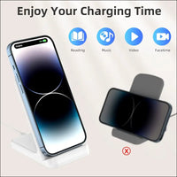 Wireless Charger, Zestiq 15 W Inductive Charging Station Mobile Phone Stand, Fast Wireless Charger for iPhone 15/14/13/12/11/XR/X/8, Samsung Galaxy S23/S22/S21, and Qi Certified...