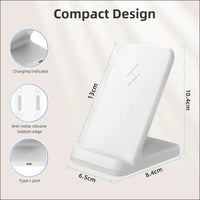 Wireless Charger, Zestiq 15 W Inductive Charging Station Mobile Phone Stand, Fast Wireless Charger for iPhone 15/14/13/12/11/XR/X/8, Samsung Galaxy S23/S22/S21, and Qi Certified...