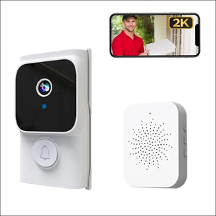 Wireless Doorbell Camera with Chime 2K HD, WiFi Video Doorbell Camera with Voice Changer, Motion Detector, Anti-Theft Device, Night Vision, 2-Way