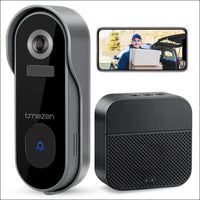 Wireless Video Doorbell Camera, TMEZON 1080P HD WiFi Doorbell Camera with Chime, Two-Way Audio, PIR Motion Detection, IP65 Waterproof, Night Vision, Cloud Storage, 2.4ghz WiFi...