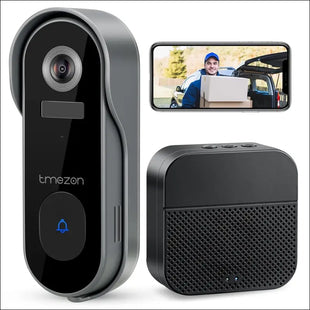 Wireless Video Doorbell Camera, TMEZON 1080P HD WiFi Doorbell Camera with Chime, Two-Way Audio, PIR Motion Detection, IP65 Waterproof, Night Vision,