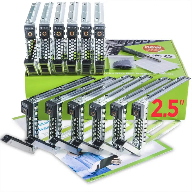 WORKDONE 12 Pack - 2.5" Drive Caddy - Compatible for Dell PowerEdge 14th Gen Servers R440 R640 R740 R740xd R840 R940 R6415 - DXD9H - Sticker - Installation Manual