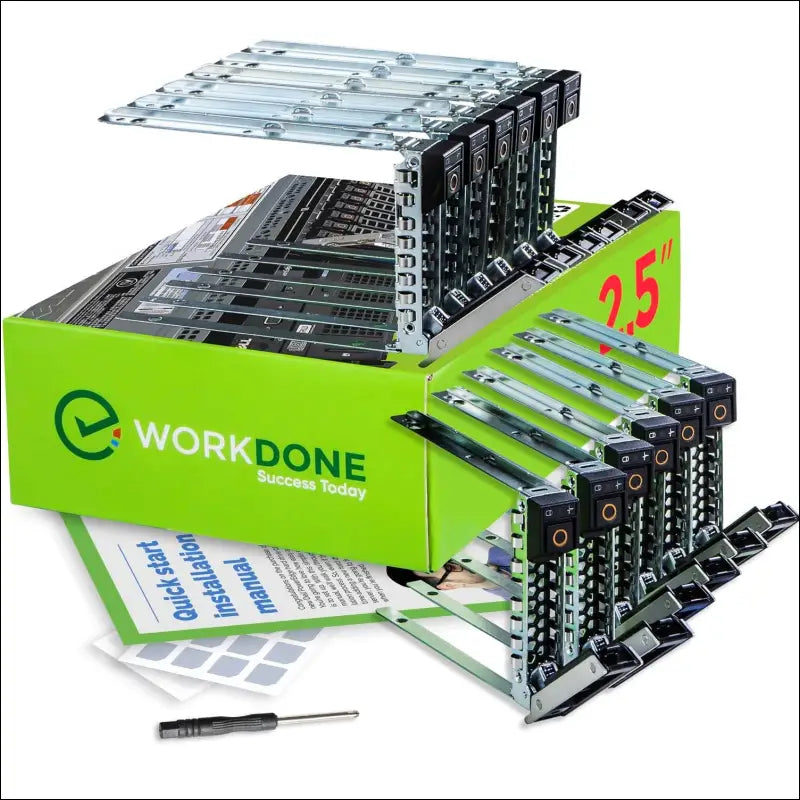 WORKDONE 12 Pack - 2.5" Drive Caddy - Compatible for Dell PowerEdge 14th Gen Servers R440 R640 R740 R740xd R840 R940 R6415 - DXD9H - Sticker - Installation Manual