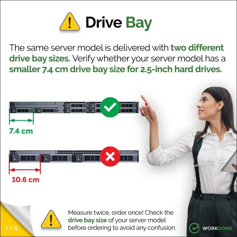 WORKDONE 12 Pack - 2.5" Drive Caddy - Compatible for Dell PowerEdge 14th Gen Servers R440 R640 R740 R740xd R840 R940 R6415 - DXD9H - Sticker - Installation Manual