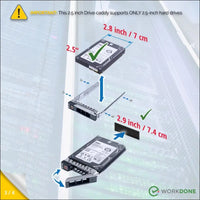 WORKDONE 12 Pack - 2.5" Drive Caddy - Compatible for Dell PowerEdge 14th Gen Servers R440 R640 R740 R740xd R840 R940 R6415 - DXD9H - Sticker - Installation Manual