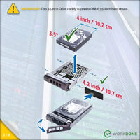 WORKDONE 12 Pack - 3.5" Hard Drive Caddy - Compatible for Dell PowerEdge Server 11-13th Gen - with Installation Manual - Front Sticker - Screwdriver - Strong Tray Screws