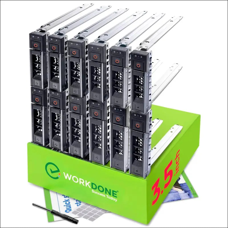 WORKDONE 12-Pack - 3.5" Hard Drive Caddy - Compatible for Dell PowerEdge Selected 14-15th Gen. Servers - with Detailed Setup Manual - Front Sticker Labels - Screwdriver - Strong...