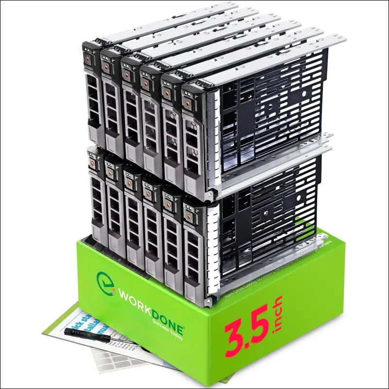 WORKDONE 12 Pack - 3.5" Hard Drive Caddy - Compatible for Dell PowerEdge Server 11-13th Gen - with Installation Manual - Front Sticker - Screwdriver - Strong Tray Screws