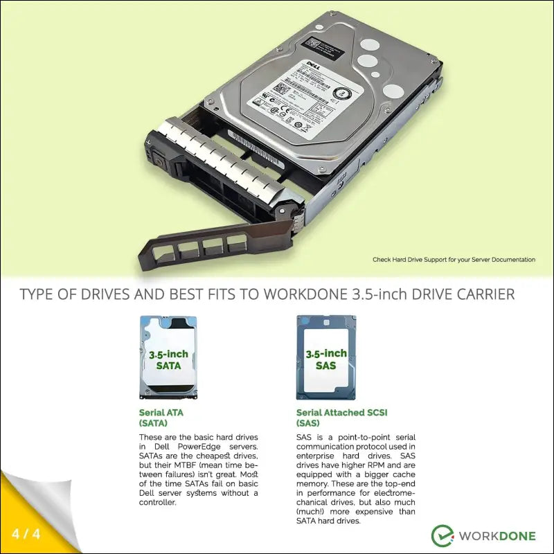 WORKDONE 12 Pack - 3.5" Hard Drive Caddy - Compatible for Dell PowerEdge Server 11-13th Gen - with Installation Manual - Front Sticker - Screwdriver - Strong Tray Screws