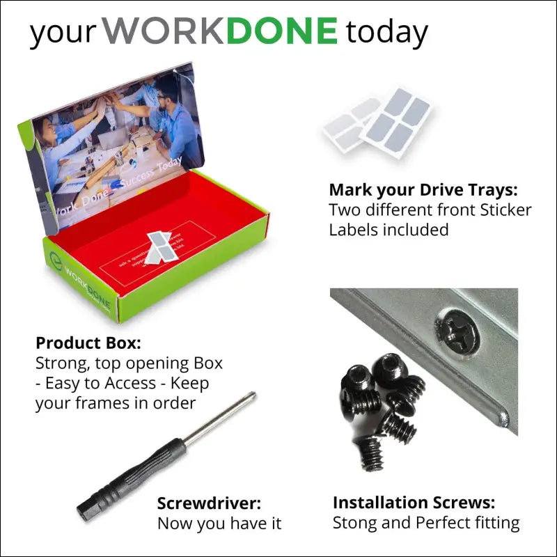 WORKDONE 2 Pack - 3.5" Hard Drive Caddy - Compatible with Dell PowerEdge Server - Manual - Front Sticker - Screwdriver - Screws for Hard Drive Tray