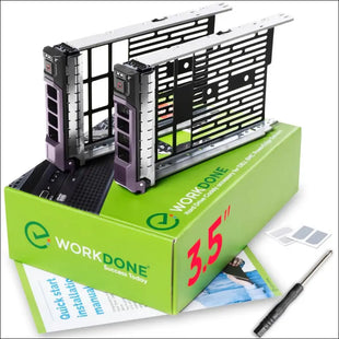 WORKDONE 2 Pack - 3.5" Hard Drive Caddy - Compatible with Dell PowerEdge Server - Manual - Front Sticker - Screwdriver - Screws for Hard Drive Tray