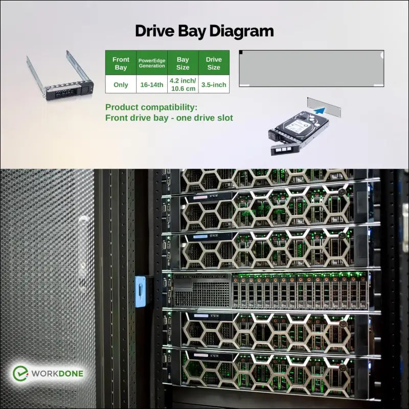 WorkDone 3.5" Hard Drive Caddy - Compatible for Dell PowerEdge Servers - 14th Gen R440 R540 R640 R740 R740xd2 R6415 R7425 and More - Bright LED Hot Swap SAS SATA Bracket Tray -...