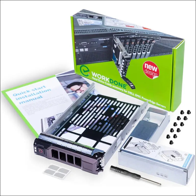 WorkDone 3.5 inch Hard Drive Caddy Tray Compatible for Dell PowerEdge Servers - with 2.5 inch HDD Adapter NVMe SSD SAS SATA Bracket - Simply and Easy Carrier Setup with...