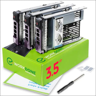 WorkDone 3 Pack - 3.5" Hard Drive Caddy with 2.5" Hard Drive Adapter - Compatible with Dell PowerEdge Server - Manual - Front Sticker - Screwdriver