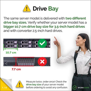 WorkDone 3 Pack - 3.5" Hard Drive Caddy with 2.5" Hard Drive Adapter - Compatible with Dell PowerEdge Server - Manual - Front Sticker - Screwdriver