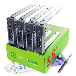 WORKDONE 4 Pack - 3.5" Hard Drive Caddy - Compatible with Dell PowerEdge Server - with Detailed Installation Manual - Front Sticker - Screwdriver