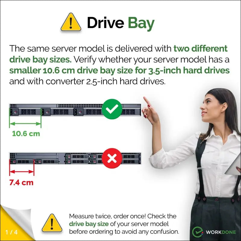 WORKDONE 6 Pack - 3.5" Hard Drive Caddy with 2.5" Hard Drive Adapter - Compatible with Dell PowerEdge Server 14th-15th Gen.- Manual - Sticker - Screwdriver - Strong Screws