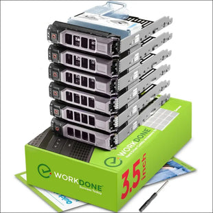 WORKDONE 6-Pack - 3.5" Hard Drive Caddy with 2.5" Hard Drive Adapter - Compatible with Dell PowerEdge Server 11th-13th Gen - Manual - Front Sticker -