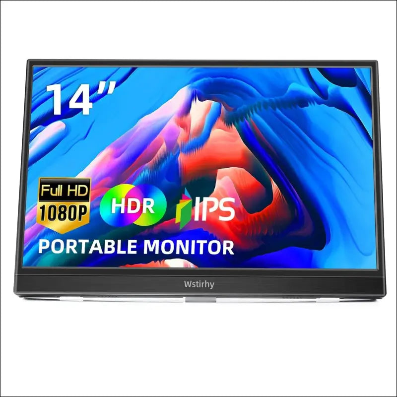Wstirhy 14 Inch Portable Monitor USB C 1920 x 1080p IPS Screen Portable HDMI Monitor with Two Speakers Mobile Monitor for PC Laptop Xbox PS4/5 Switch