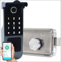 Xenocam Waterproof Outdoor Gate Smart Rim Smart Door Lock WiFi Fingerprint Smart Lock Support Password IC Card Key Wiring Digital Gate Access Control for Tuya